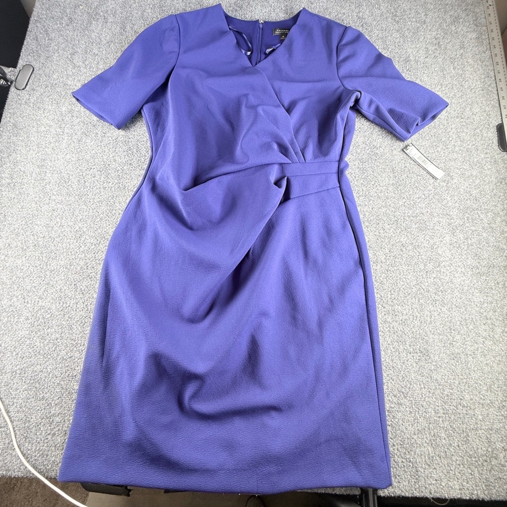 Tahari ASL Womens Ink Purple Faux Wrap Sheath Dress 18 158229M453474
